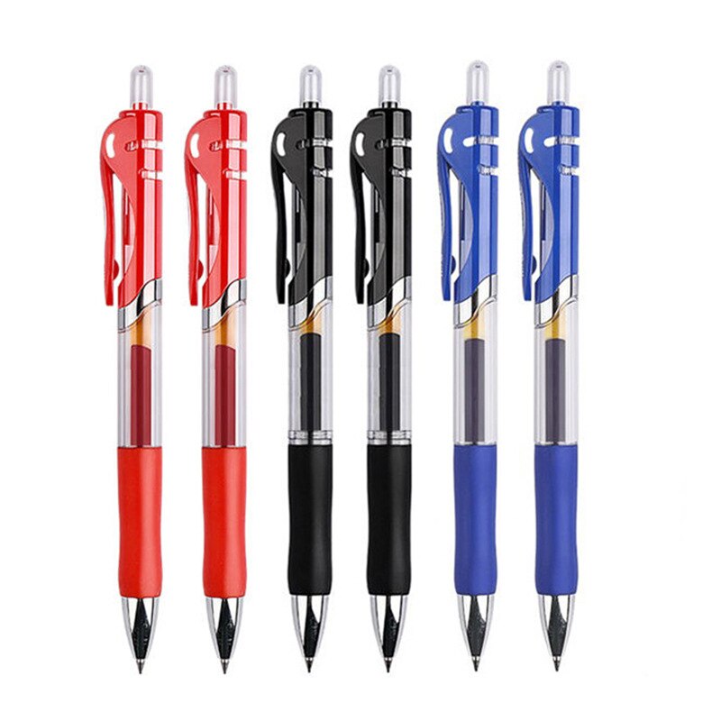 Retractable Black Red Blue Gel Ink Pens Set