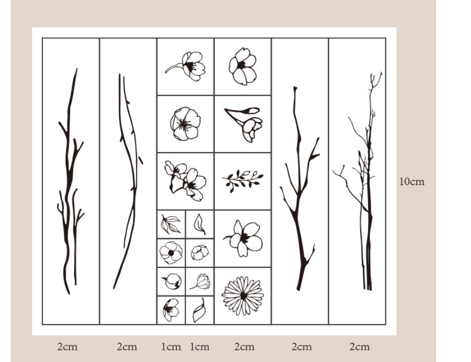 Spring Flowers Stamps 20 Pcs Set