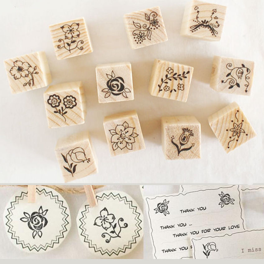 Flowers Scrapbooking Stamps 12 Pcs Set