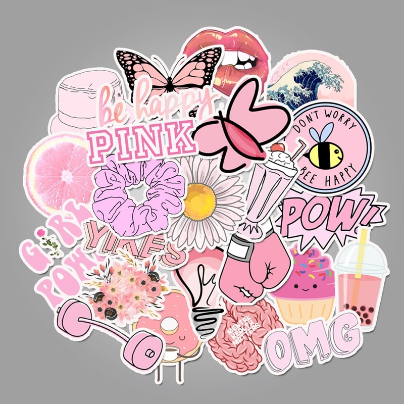 Pink Stickers 50 Pcs Set