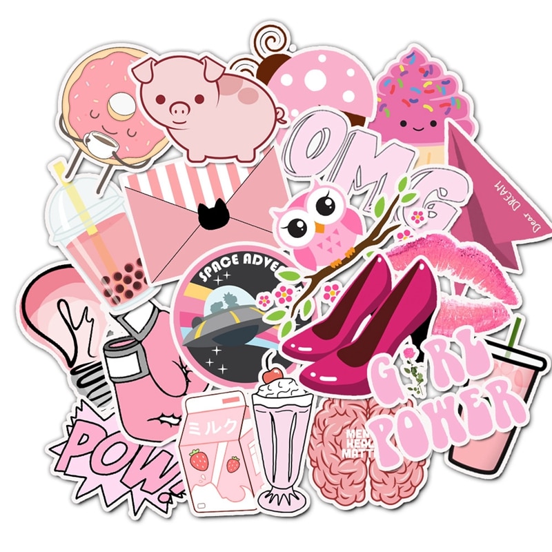 Pink Stickers 50 Pcs Set