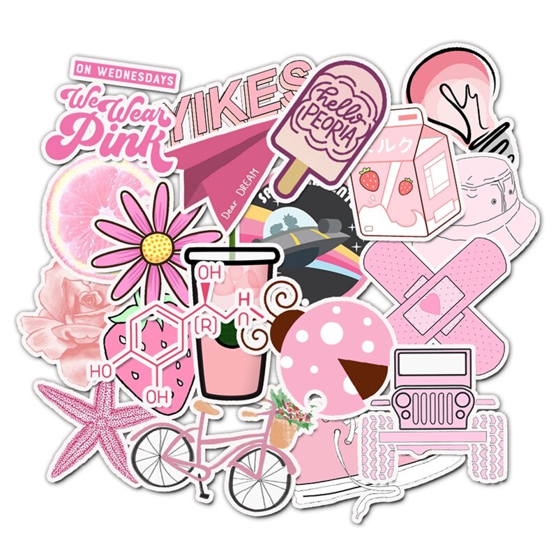 Pink Stickers 50 Pcs Set