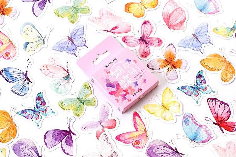 Butterfly Scrapbooking Paper Stickers 45 pcs Set