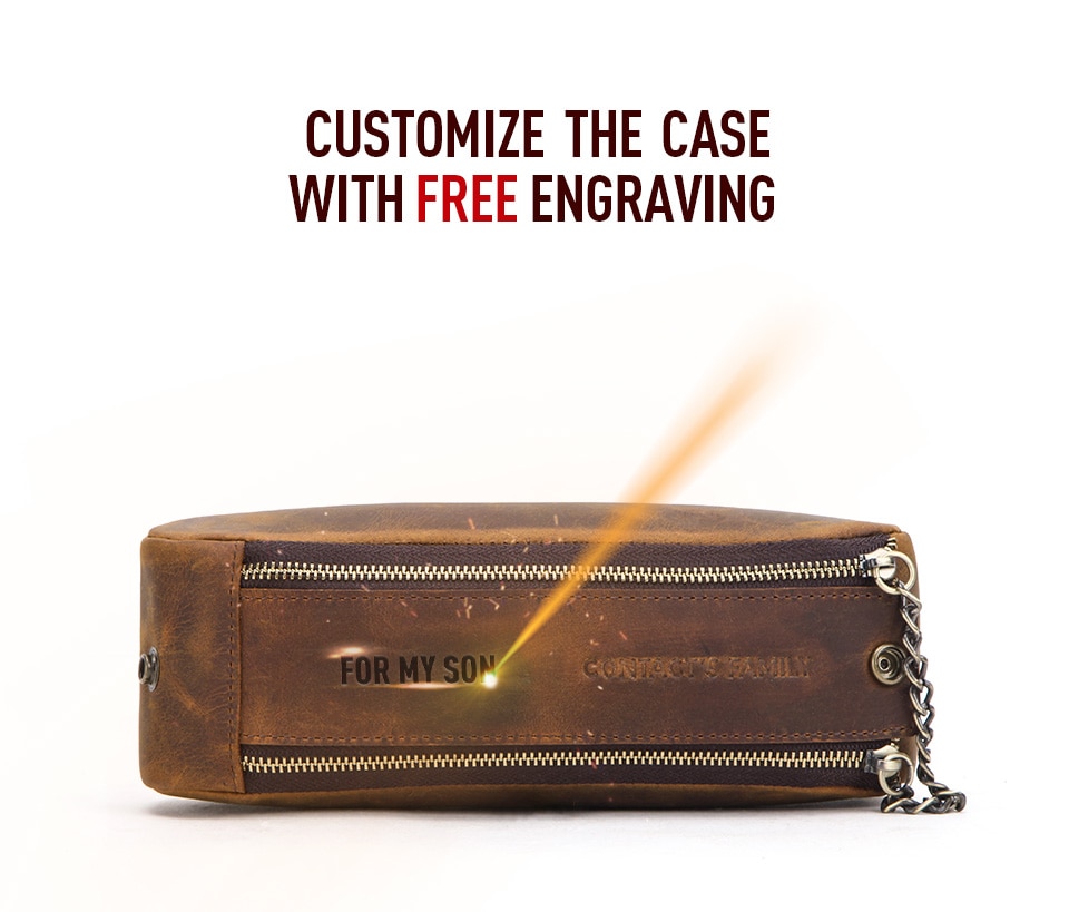 Genuine Leather Zipper Pencil Case